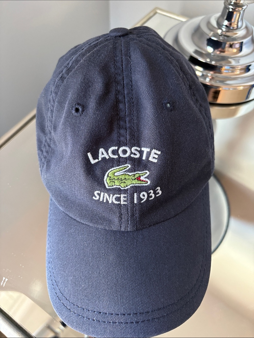 Lacoste Navy Baseball Cap with Green Crocodile Patch